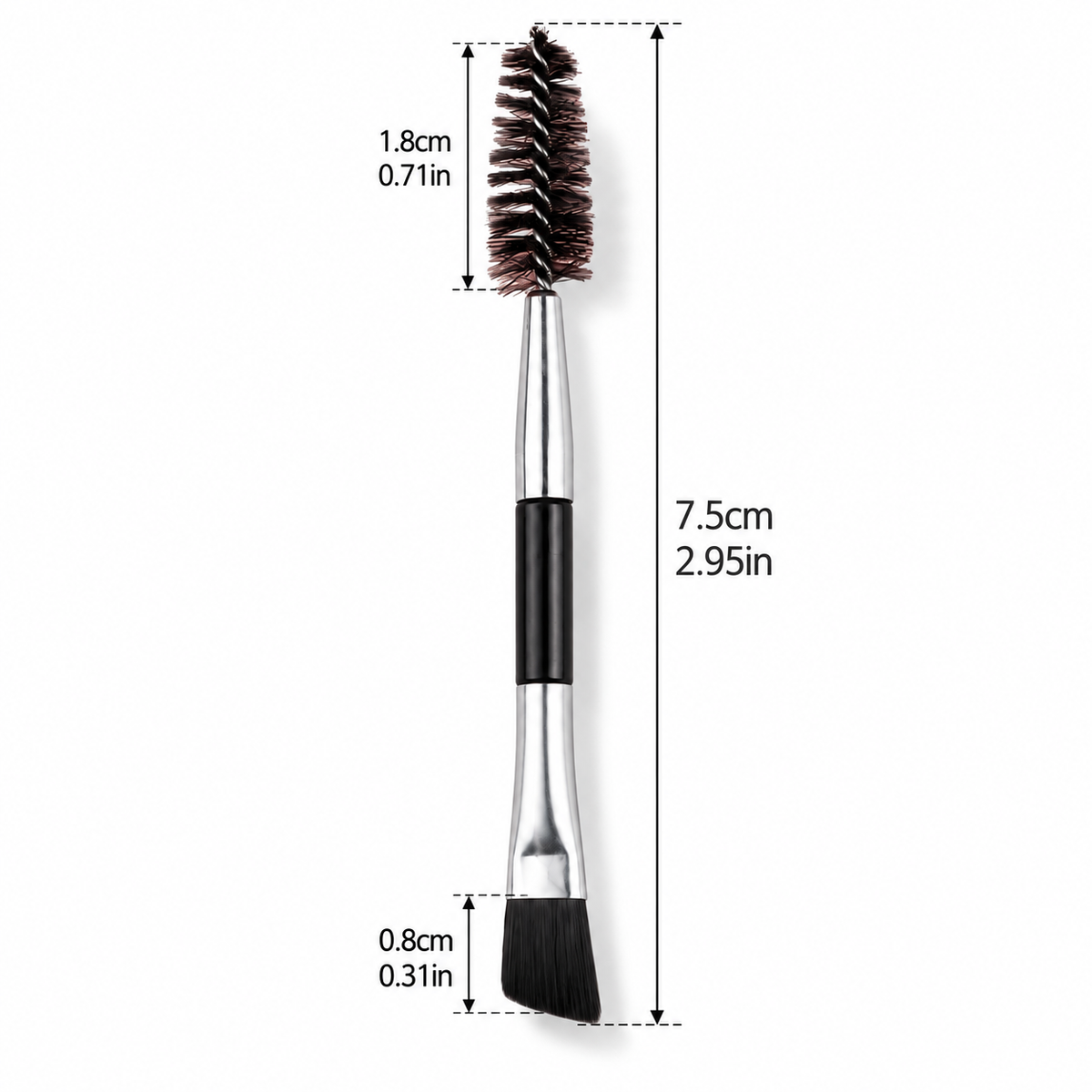 Dual-Ended Eyebrow Brush and Spoolie Grooming Tool