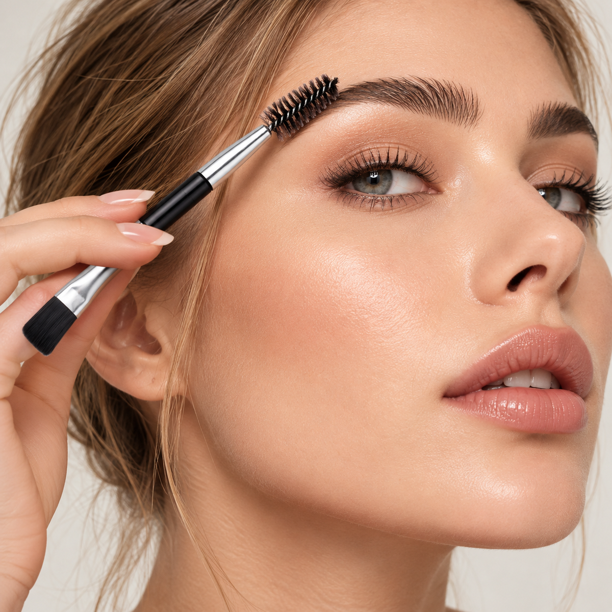 Dual-Ended Eyebrow Brush and Spoolie Grooming Tool